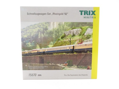 (GC048) Minitrix 15870 N DC Schnellzugwagen-Set "Rheingold 62" DB, OVP - 第 1/7 張圖片