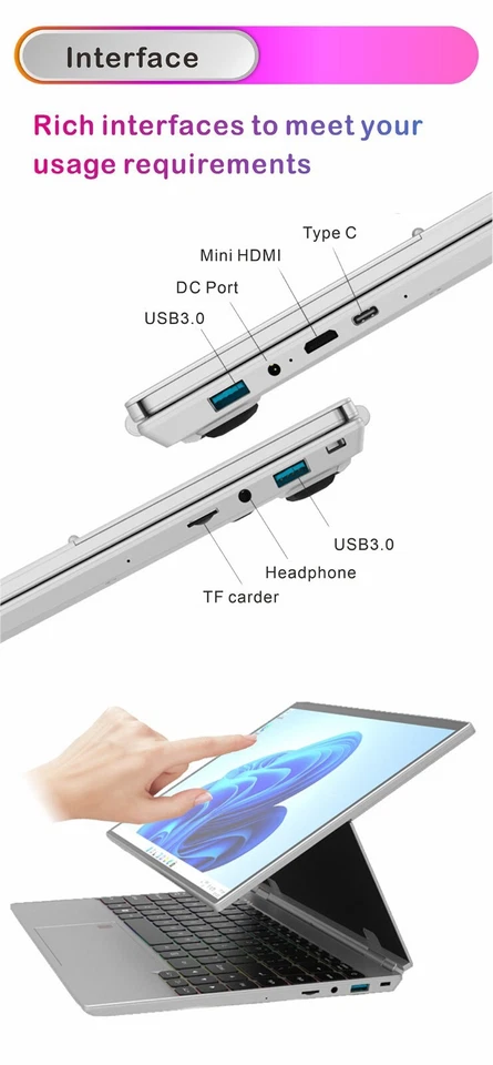 14" HD Touchscreen 2-in-1 Tablet  Laptop 2.9GHz 16GB RAM 1TB SSD Windows 11 Pro - Image 4 of 4