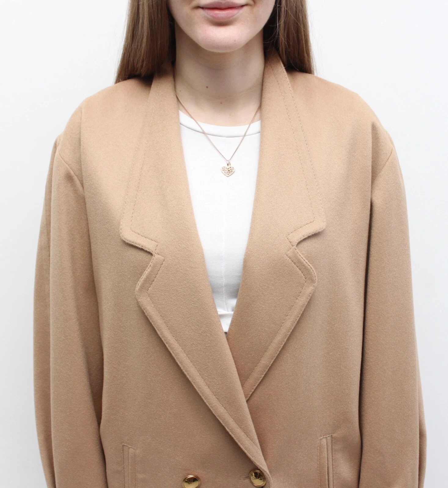 Nuovo con etichetta! Autentico cappotto donna Gucci lana cammello soprabito bottoni oro RARO 40 ~S M