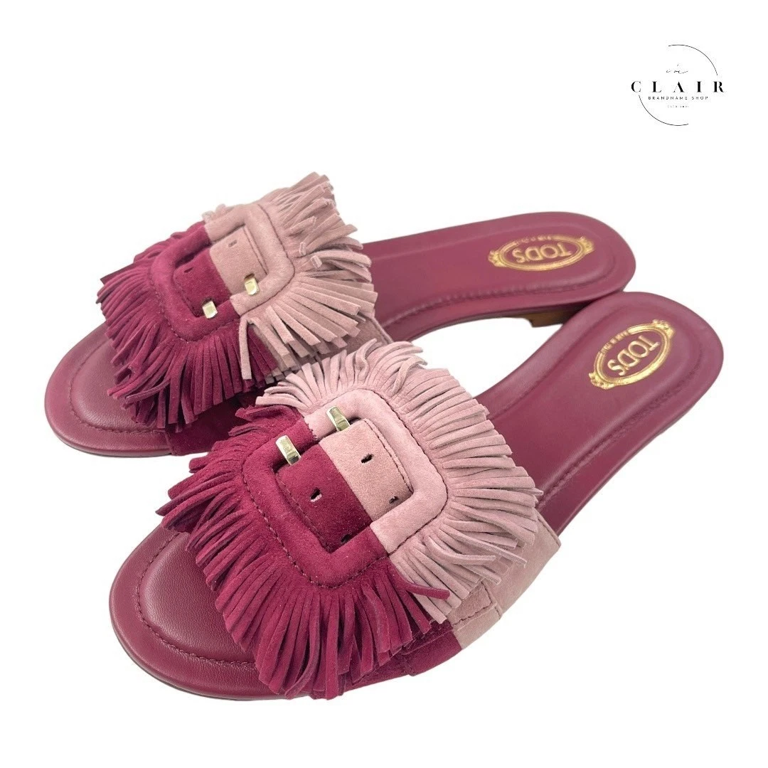 TOD’S TOD'S Sandali Mules Rosa Scamosciato Frange Adorabili 26 5 cm Donna s TOD'S