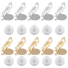 Clip-on Earring Converter w/ Silicon Earring Pads White  Gold, 20pcs