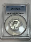 1934 -P ** Washington Quarter 25c ** Medium Motto ** PCGS AU58 ** Bright White
