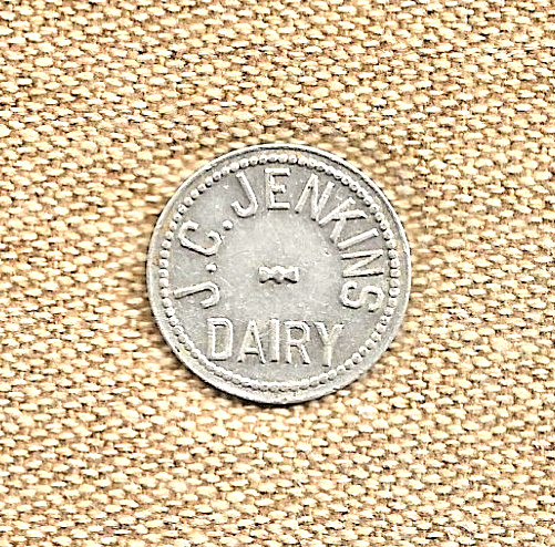 VINTAGE LAKEWOOD NY TOKEN - J. C. JENKINS DAIRY - GOOD FOR 1 PINT BUTTERMILK