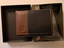 Timberland Men's Contrast Brown/Tan Leather Trifold Wallet Bb33