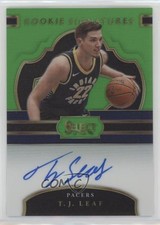 2017-18 Panini Select Rookie Signatures Neon Green Prizm 37/65 TJ Leaf Auto 0q3