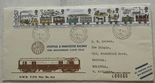 GB QEII 1980 GWR TPO Van No 814 Official Numbered FDC Great Western TPO Down CDS