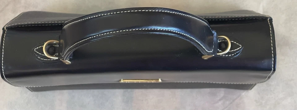 Vintage Burberry Black Leather Haymarket Satchel - Image 3 of 4