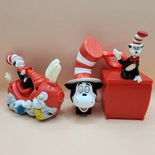3 Dr Seuss Cat In The Hat Toy Lot Kids Meal Cake Topper Bag Clip