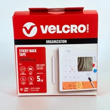 Velcro Sticky Back Hook & Loop Fasteners 15 Ft x 3/4" Tape White 90277B