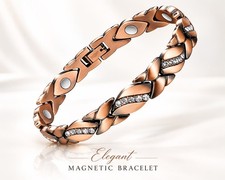 Pure Copper Magnetic Bracelet for Women Men Crystal Link Wrist Jewelry