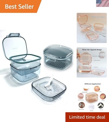 Denture Bath Box , Denture Case,Retainer cup,Three-Layer Separation Retainer ...