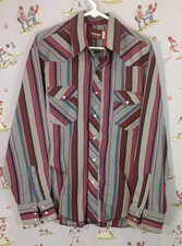 Wrangler Pearl Snap Western Shirt Mens Large Striped Plaid Cowboy Western