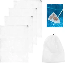 4 Pack 24X18 Inch Pool Leaf Vacuum Net Bag Replacement for Swimming Pool