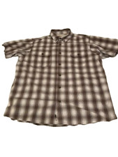 Red Head mens brown plaid short sleeve button up poly/cotton Size XL