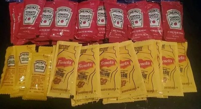 HEINZ & FRENCH'S Yellow Mustard Packets & HEINZ Ketchup Packets (Lot of 120)