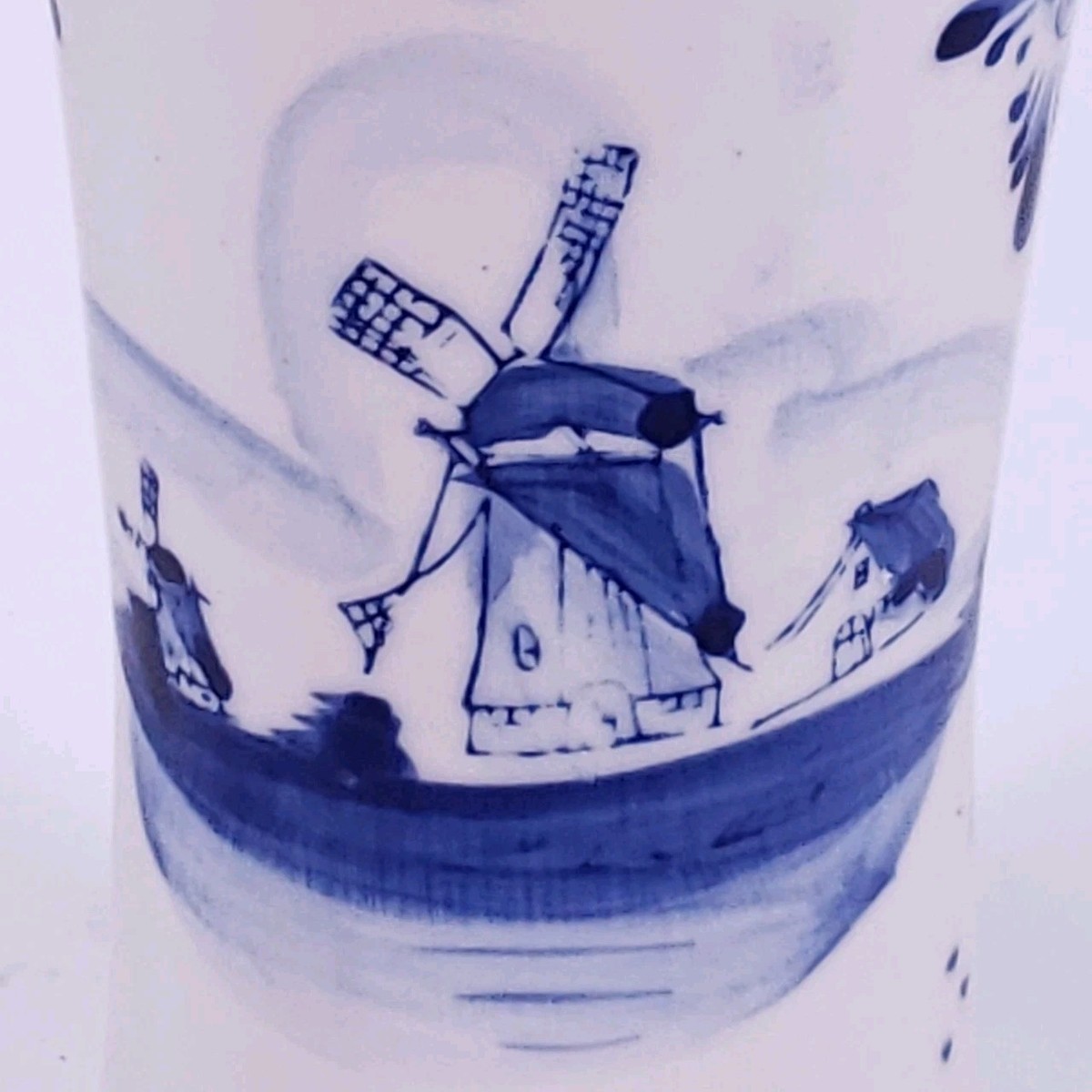 vaseman 花器 Vintage ELESVA HOLLAND DELFT BLUE Dutch Windmill Folk Hand Painted