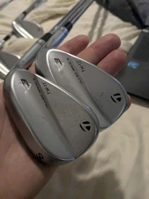 Right TaylorMade Milled Grind 3 tiger woods raw chrome wedge set.56,60.ns stiff