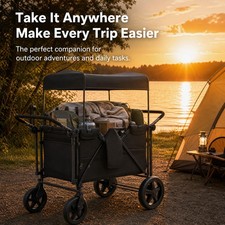 Heavy Duty 4 Seater Wagon Stroller Foldable Kids Wagon with UV Canopy 300LBS