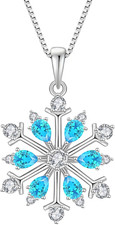 Snowflake Necklace for Women Christmas Necklace 925 Sterling Silver Snowflake Pe