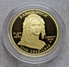 2009-W SARAH POLK $10 GOLD PF COIN. FIRST SPOUSE SERIES; ORIGINAL MINT PACKAGE.