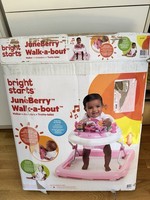 Bright Starts JuneBerry Walk-a-bout Baby Walker Pink & White Foldable Sound Tray