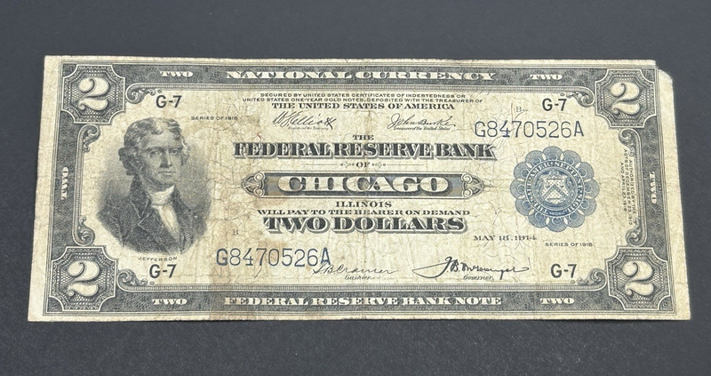1918 $2 **Battleship** National Currency LARGE Note US Bill LOW Shipping!!! 