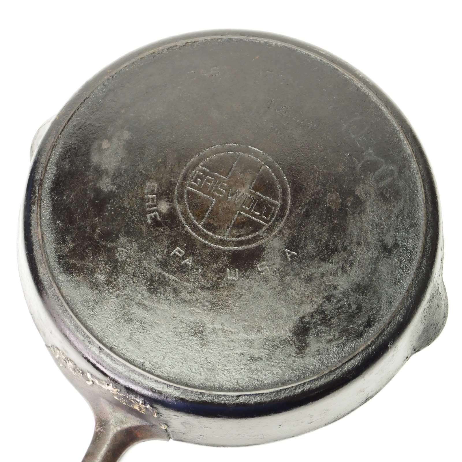Griswold #14 Cast Iron Skillet Large Block Logo Heat Ring Damaged
