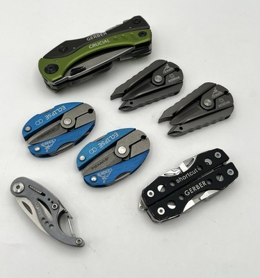 Gerber Multitool Knives Lot Of 7 Crucial, Solstice, Curve, Shortcut & Eclipse