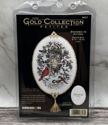 Dimensions Gold Collection Petites Snowed in Kitten Ornament Cross Stitch Kit
