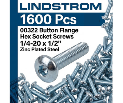 1600 Pcs Lindstrom 00322 Button Flange Hex Socket Screws 1/4-20 x 1/2''