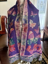 Pashmina Scarf Shawl Wrap Colorful 80  x27  Shimmer BUTTERFLY REVERSIBLE