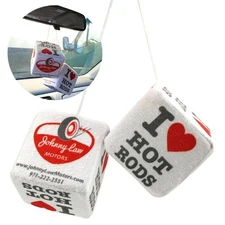 3" "I Love Hot Rods" Fuzzy Dice - Pair VPADICEC01 vintage parts usa muscle 