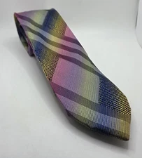 Steven Land Silk Tie Heavyweight Retro The Big Knot,Colors Pink, Blue Yellow 