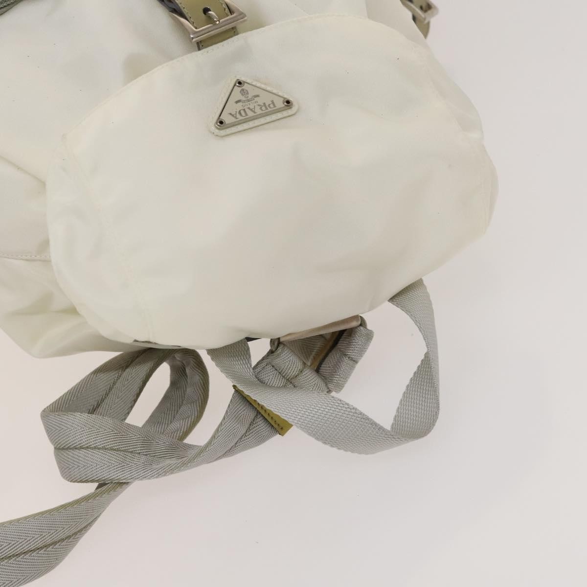 Prada Front Pocket Buckle Backpack Nylon White Nylon 