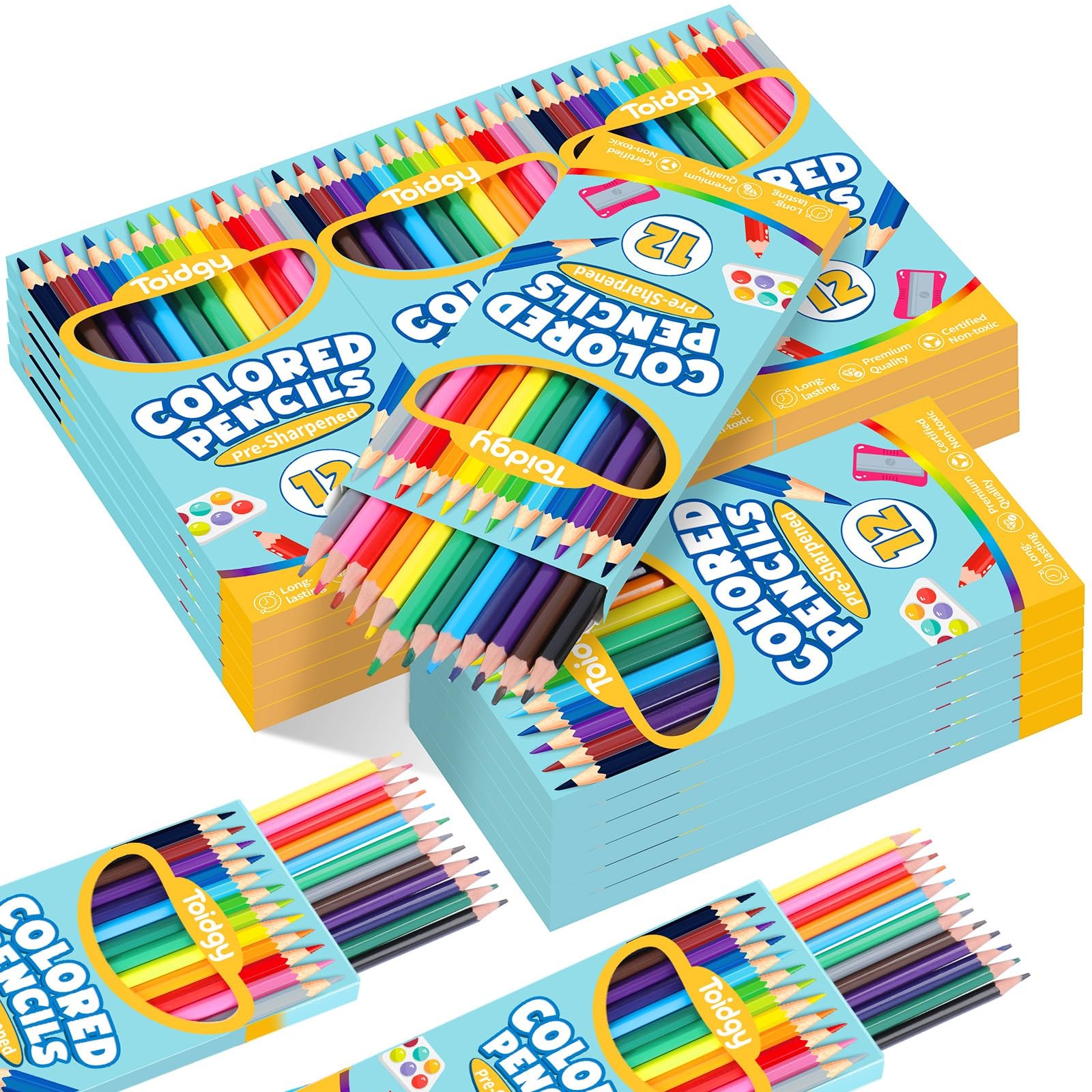 288 Bulk Colored Pencils, 24 Packs, 12 Colors Pre-sharpened 