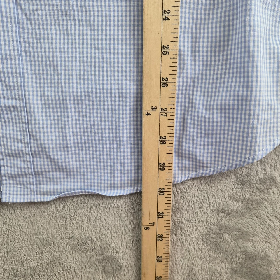 Brunello Cucinelli Shirt Mens Large Blue White Gingham Check Made In Italy - Image 4 of 4