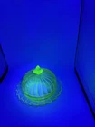 Vintage Jeannette Sierra Pinwheel Uranium / Green Depression Glass Butter Dish