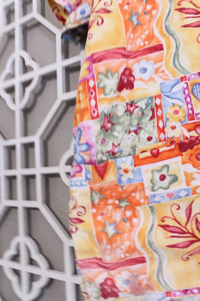 Blusa Médica Vintage Amarillo Naranja Años 90 Ocean Sea Enfermera Médica Mujer XL Colorida Foto 3 de 4