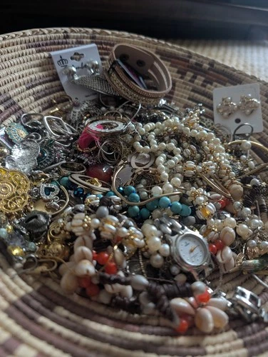 2lbs Mixed Jewelry Lot Costume Modern Vintage Some Wearable Some Crafting