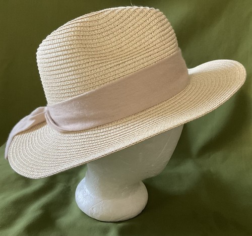 NEW NWOT WOMENS Rachel Zoe Fedora Sun Hat Cream/Beige OS Adjustable - Picture 2 of 7