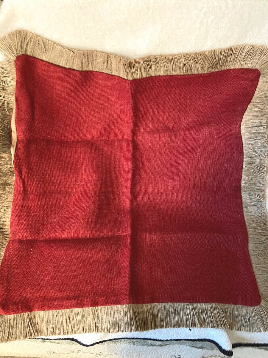 Pottery Barn William Sonoma Aerin Lauder Jute Fringe Linen Pillow Cover  22”