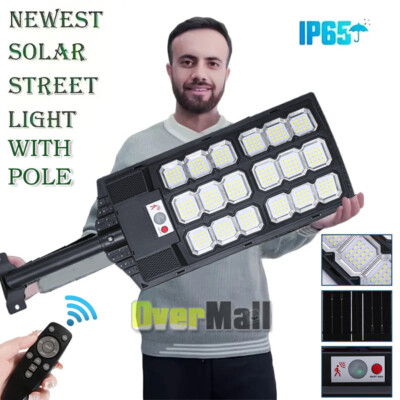 Commercial 99000000LM LED Outdoor Dusk to Dawn Solar Street Light Road Area Lamp