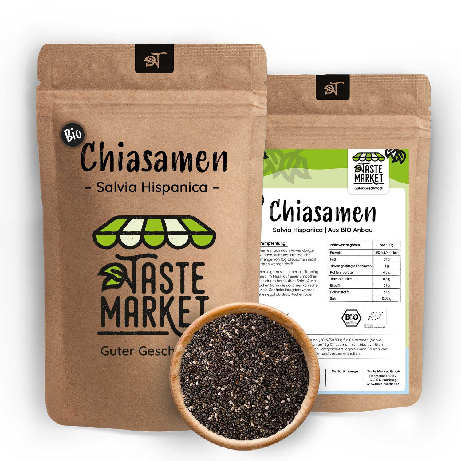 2 kg BIO Chiasamen Salvia Hispanica Chia Samen schwarz naturbelassen