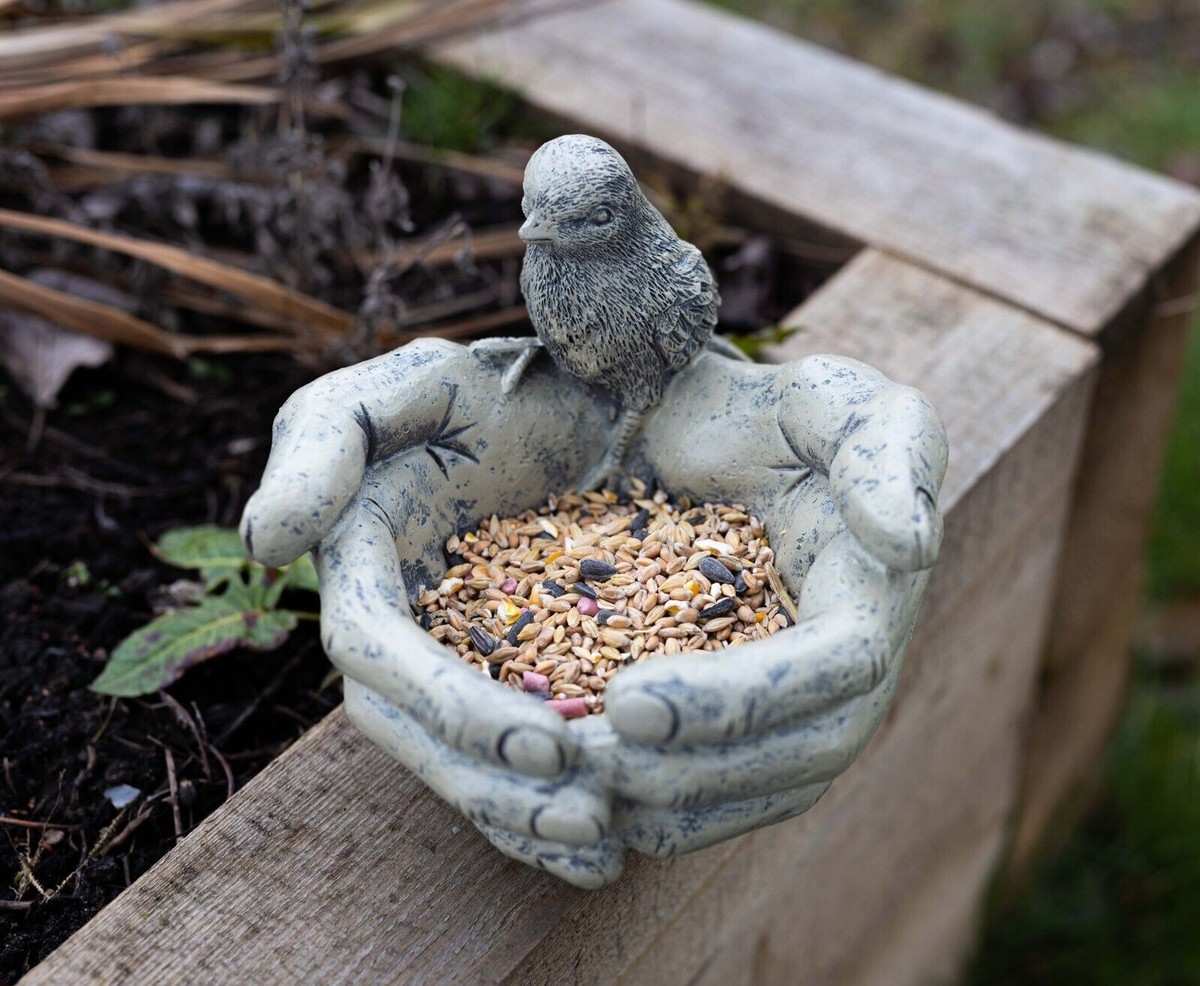 Garden Bird Feeder Ornament Large Feeding Station Stone Effect