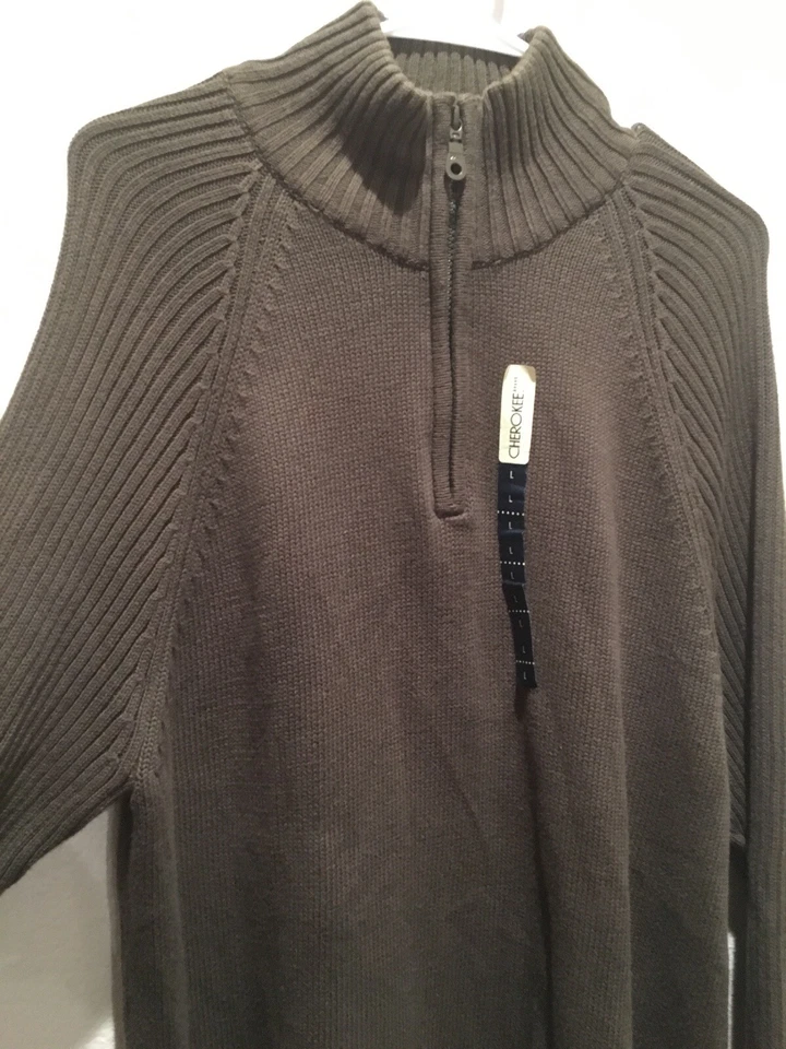 Cherokee Men’s Sweater Pullover Long Sleeve 1/4 Zipper 100% Cotton Size Large - Image 4 of 4