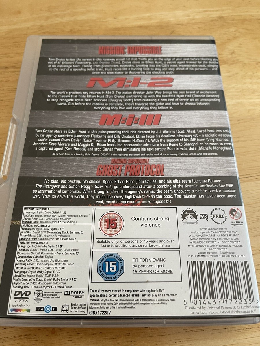 Mission Impossible: Quadrilogy (1-4 Box Set) [DVD] [2017] - DVD