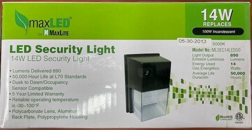 MAXLITE MLSEC14LED50 LED 14W WALL LIGHT, 5000K,