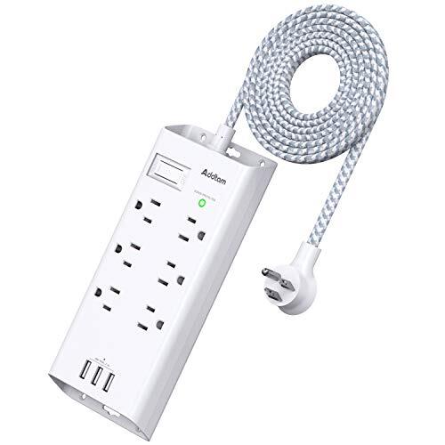 Power Strip Surge Protector 6 Outlets and 3 USB Ports 5Ft Long Extension White