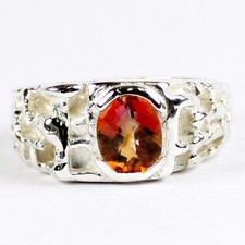 Twilight Fire Topaz, Solid 925 Sterling Silver Men's Ring, SR197-Handmade