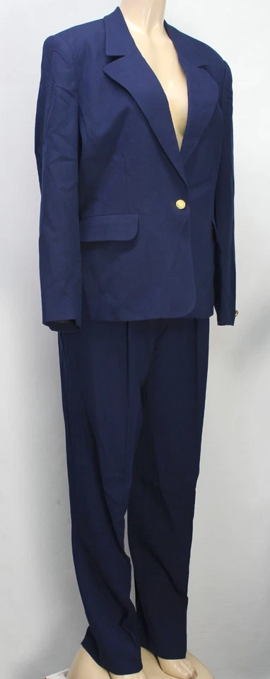 Vintage Evan Picone 3PC Set Blazer, Skirt & Pants 100% Worsted Wool Navy 14 - 16 - Image 4 of 4